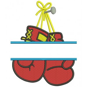 Boxing Gloves Split Filled Machine Embroidery Design Digitized Pattern